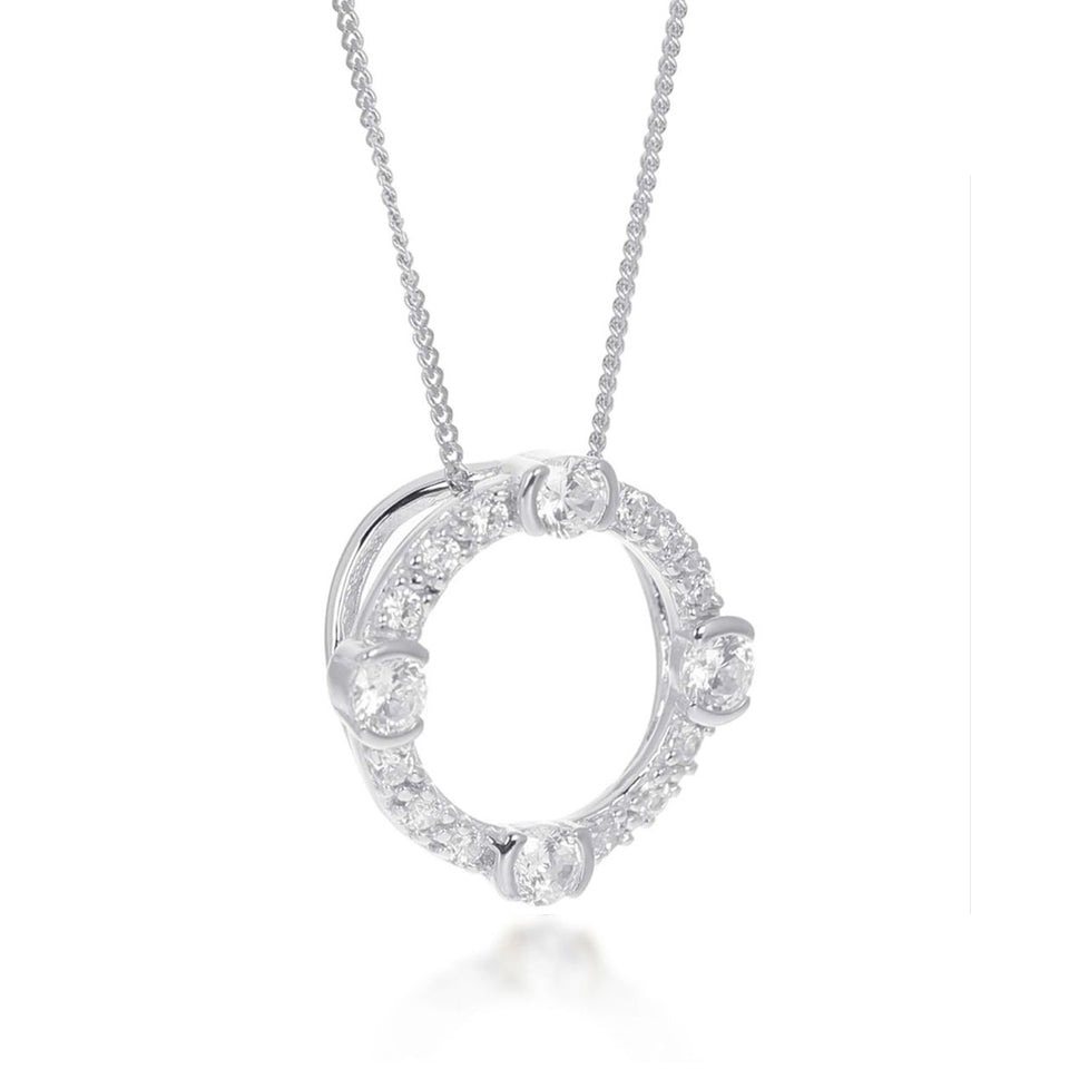 Mother and Child Two Birthstone Silver Circle Necklace | Eve's Addiction