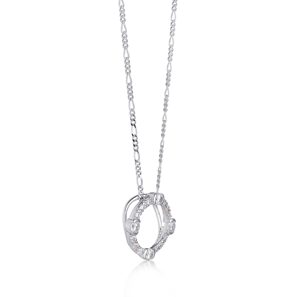 Luna Sterling Silver Circle Necklace on Figaro Chain