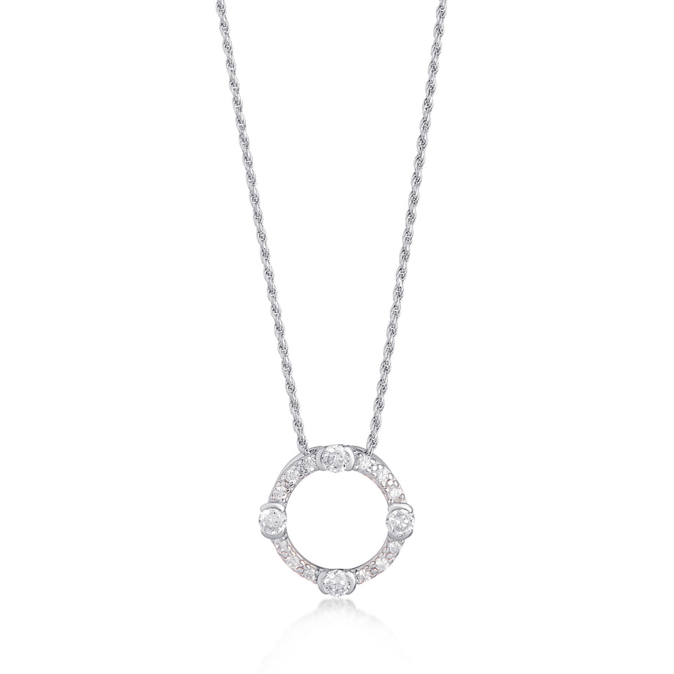 Luna Sterling Silver Circle Necklace on Rope Chain