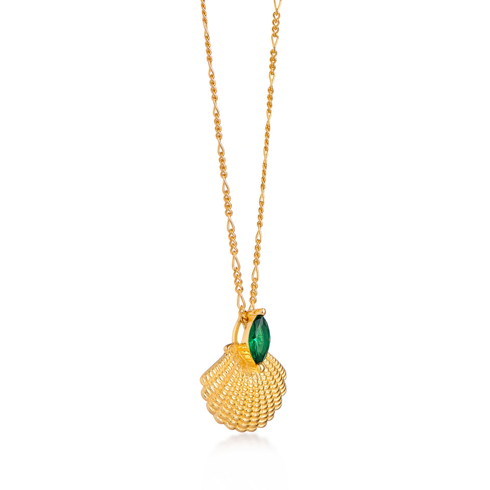 Pamela Gold Shell Necklace on Figaro Chain