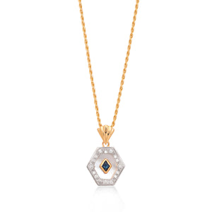 Esme Gold Necklace in Blue & Pearl on Rope Chain