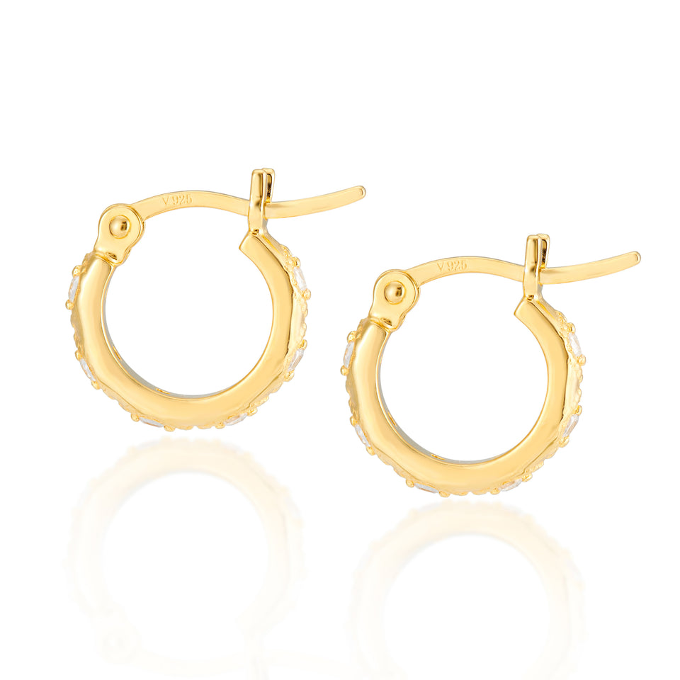 Lena Gold Hoop Earrings + Hex Charms