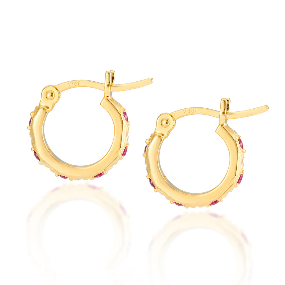 Lena Gold Hoop Earrings + Hex Charms