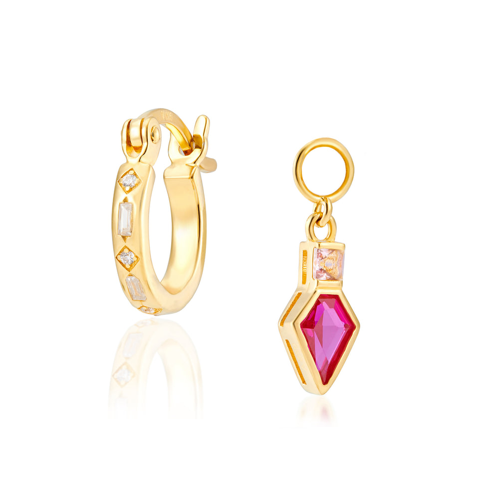 Iris Gold Hoop Earrings + Shield Charms