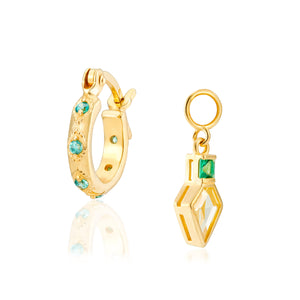 Lena Gold Hoop Earrings + Shield Charms