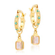 Lena Gold Hoop Earrings + Emerald Cut Charms