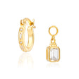 Iris Gold Hoop Earrings + Emerald Cut Charms