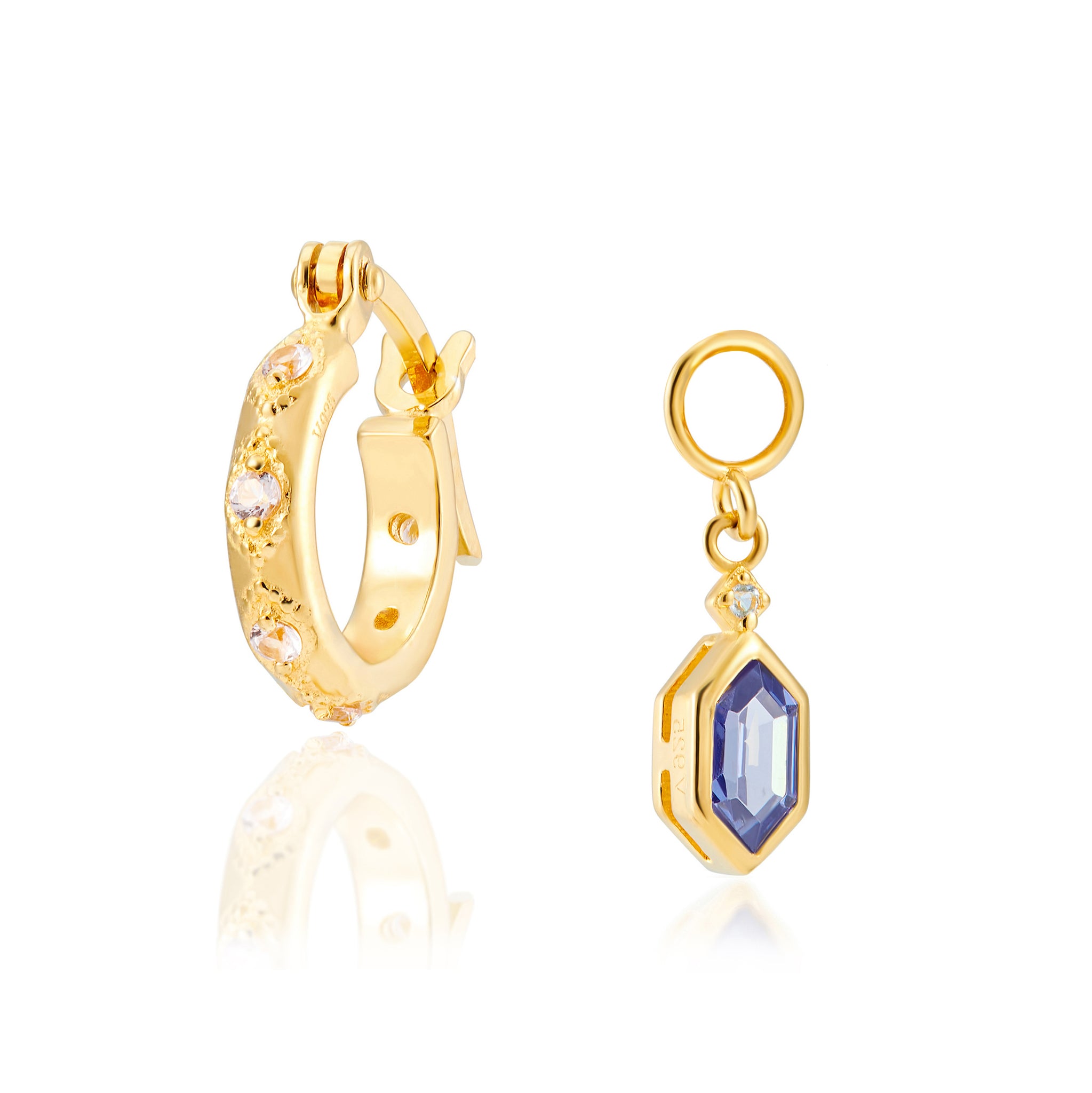 Lena Gold Hoop Earrings + Hex Charms