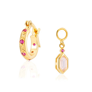 Lena Gold Hoop Earrings + Hex Charms