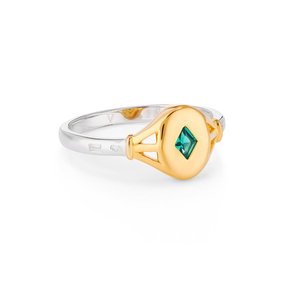 Tilly Gold Signet Ring in Mint