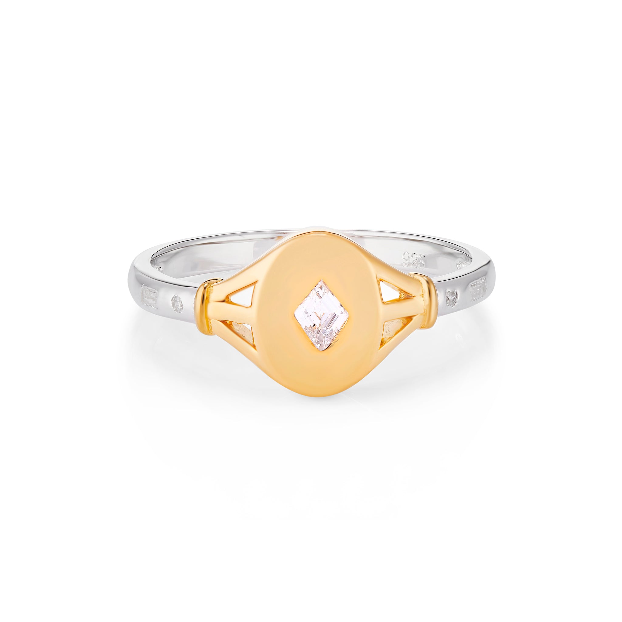 Tilly Gold Signet Ring in Clear