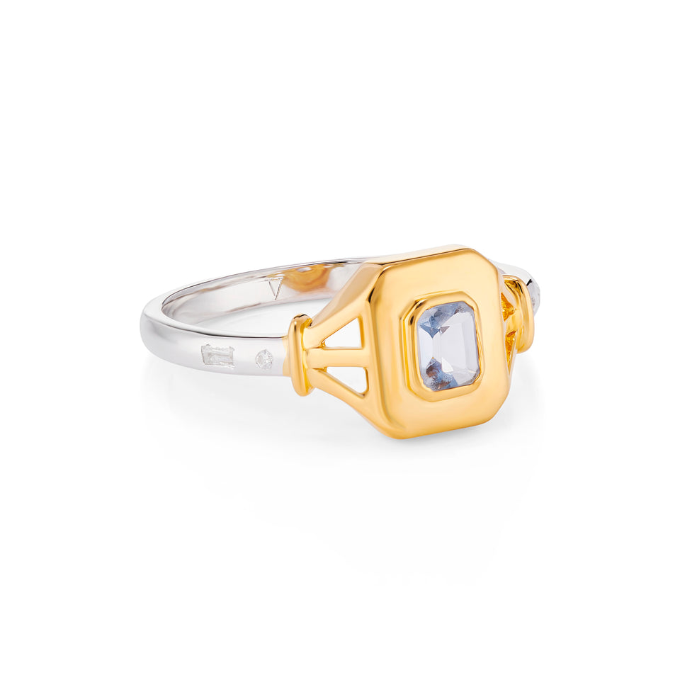 Jean Gold Signet Ring in Blue