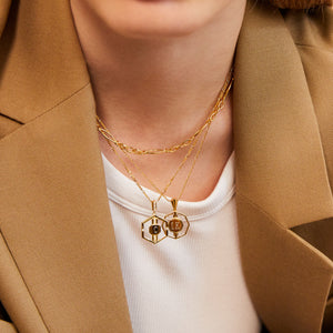 Kim Glass Necklace in Gold (Engravable)