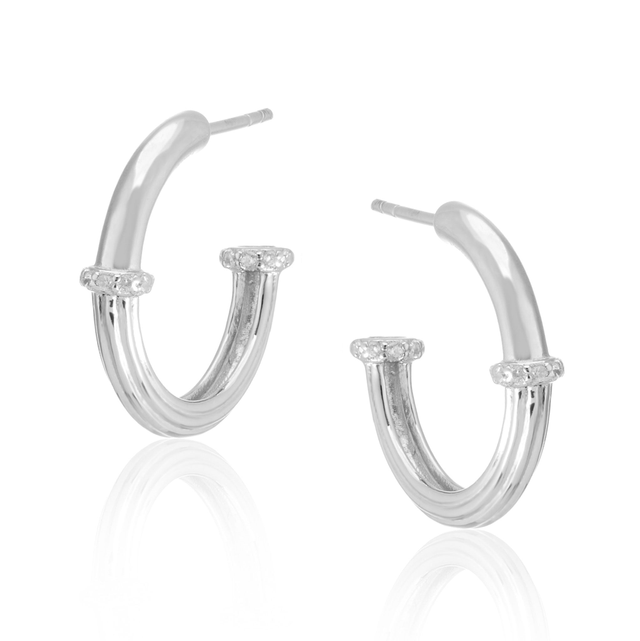 Sade Medium Hoop Earrings in Silver