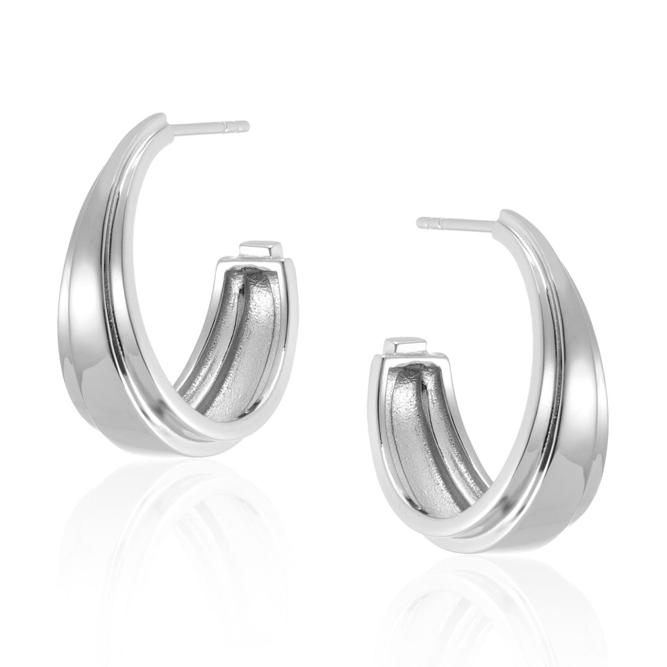 Angelina Chunky Hoop Earrings in Silver