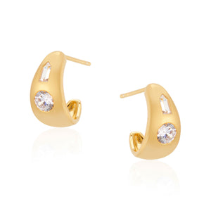 Tina Small Chubby Hoop Earrings in Gold