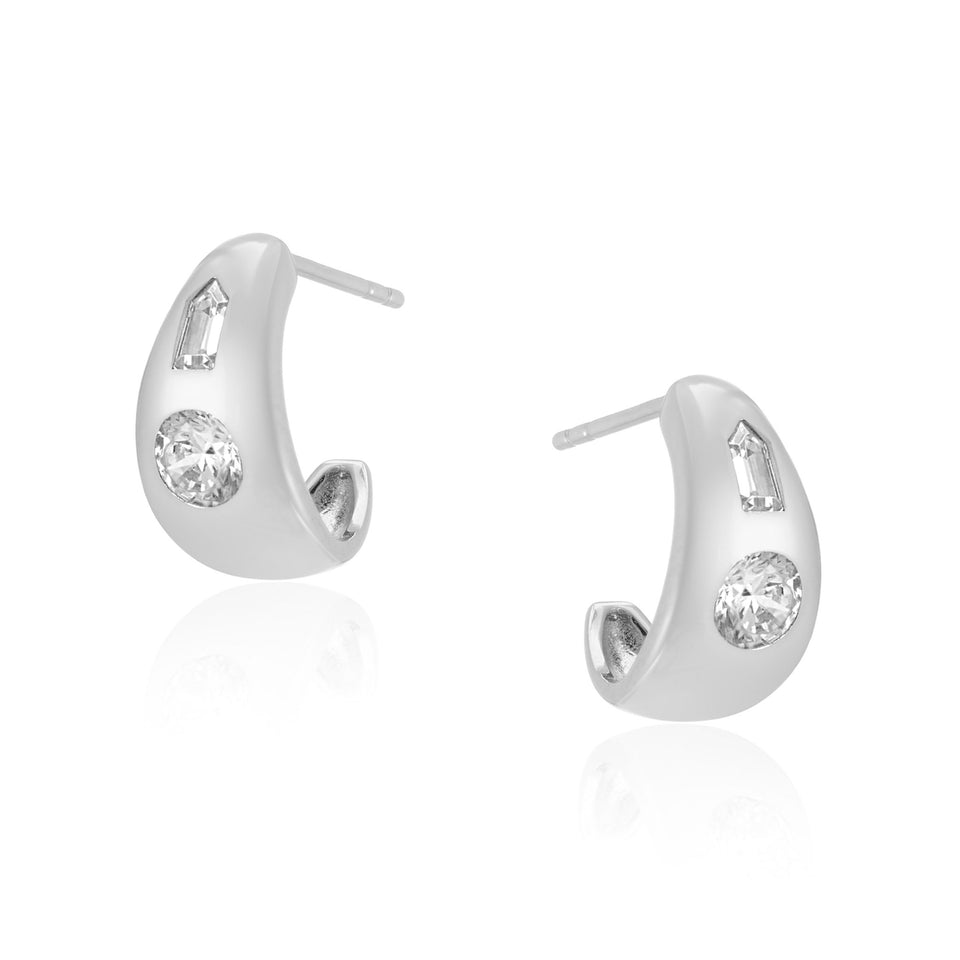 Tina Small Chubby Hoop Earrings in Silver