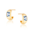 Diana Mini Chubby Spinel Blue Stone Hoop Earrings in Gold