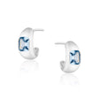 Diana Mini Chubby Spinel Blue Stone Hoop Earrings in Silver