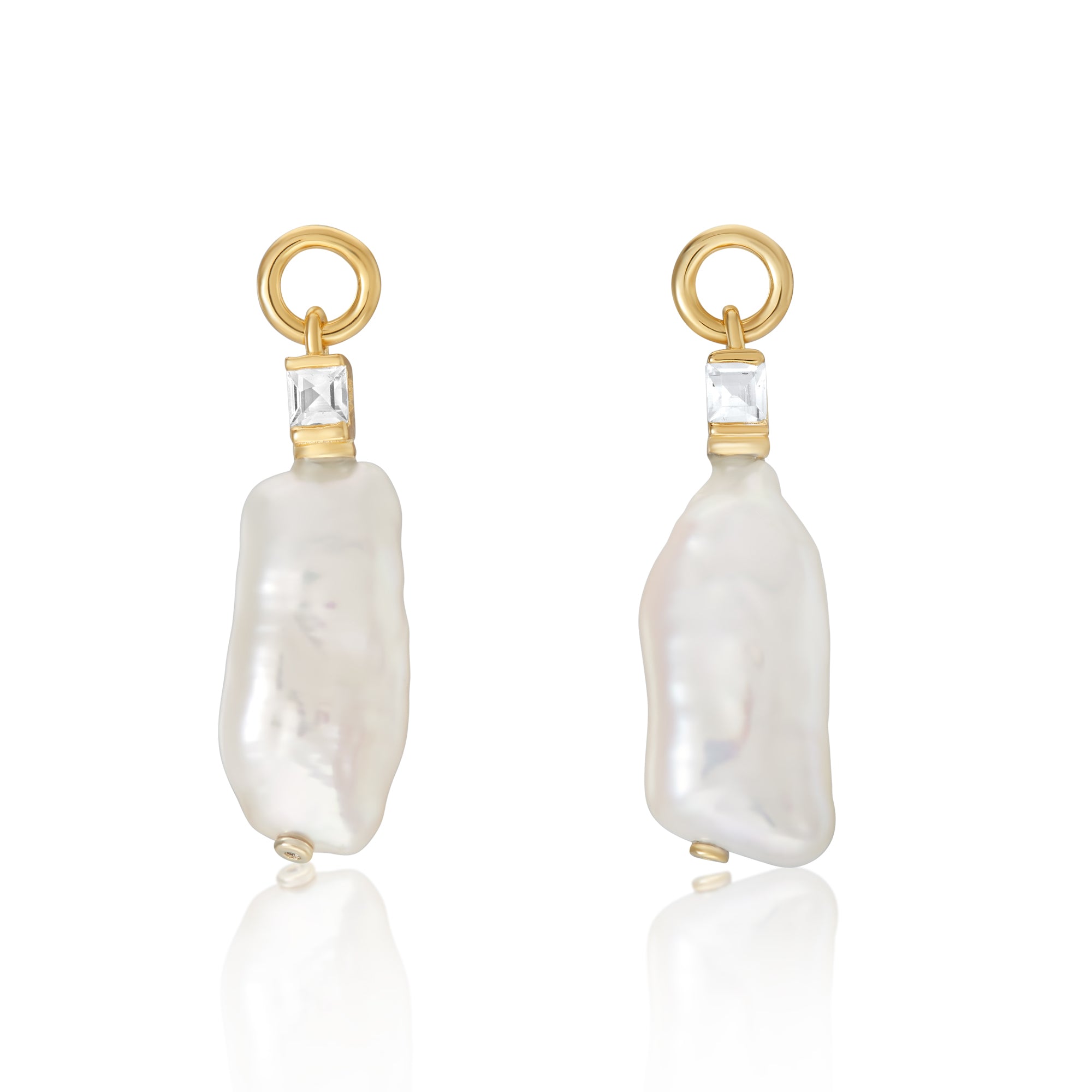 Emily Baroque Pearl Drop Earrings with White Topaz