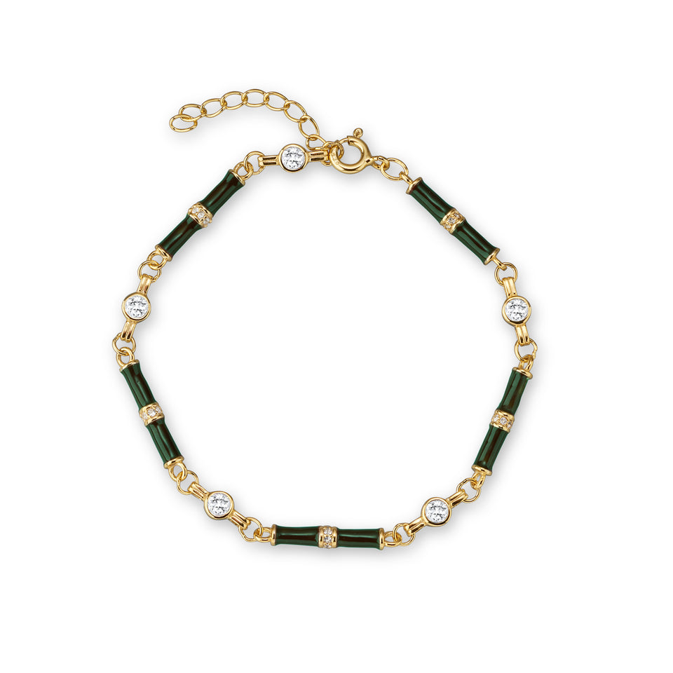 Marlowe Green Enamel Bracelet with White Topaz