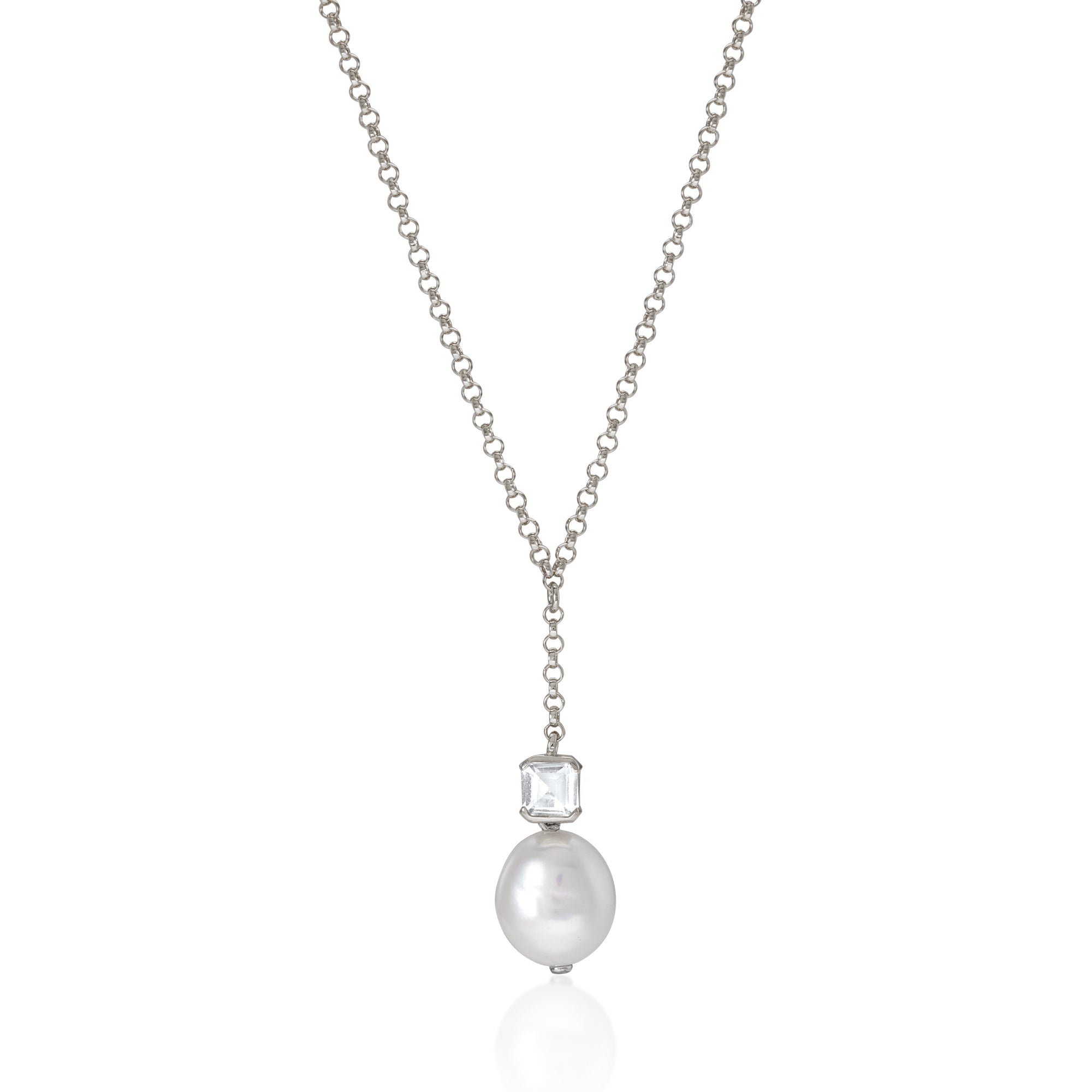 Bella Baroque Pearl Necklace in Silver and White Topaz