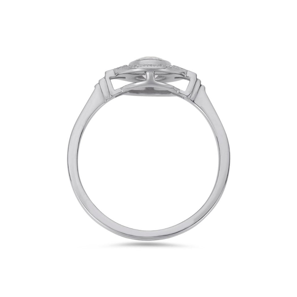 PACK: Platinum/White Gold Round Art Deco Halo Ring