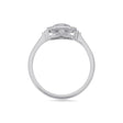 Asscher Art Deco diamond halo ring in platinum