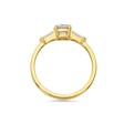 Illusion bullet & brilliant cut diamond ring in yellow gold
