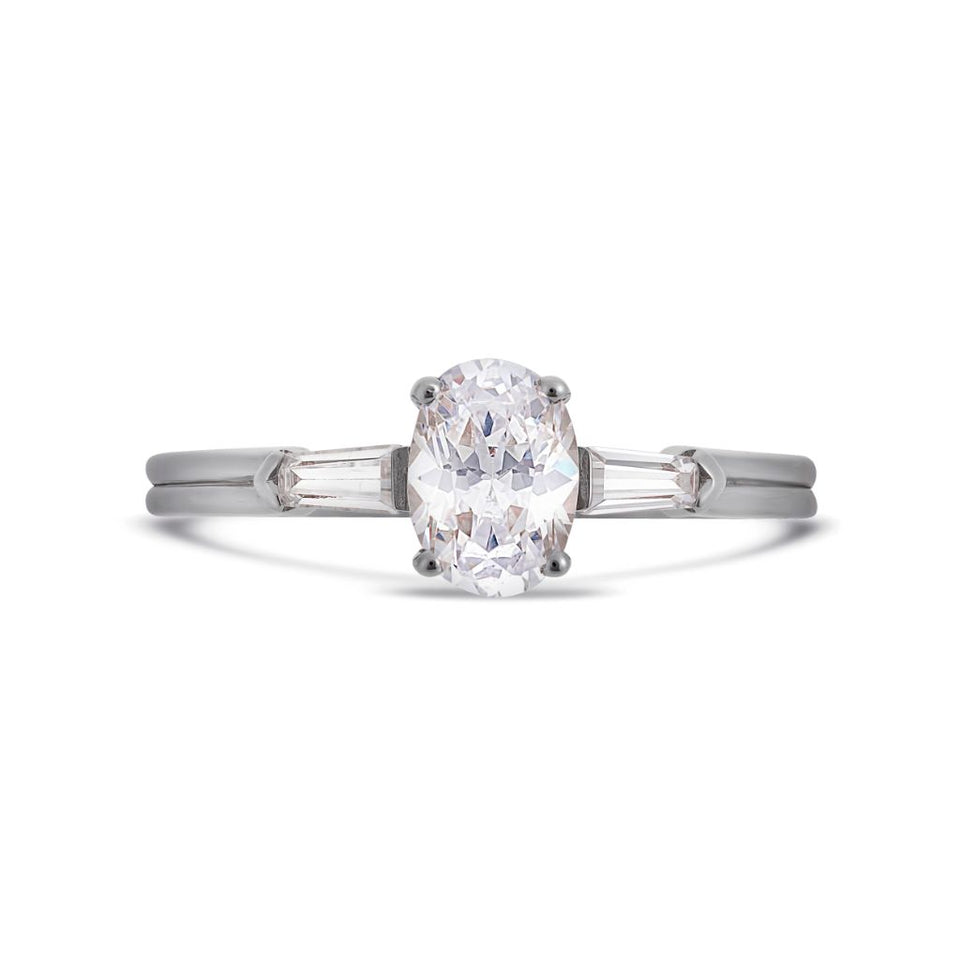 PACK: Platinum/White Gold Illusion Bullet & Oval Cut Ring