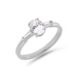 Illusion bullet & oval cut diamond ring in white gold