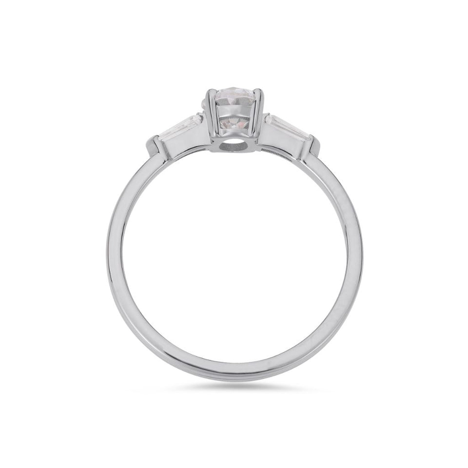 Illusion bullet & oval cut diamond ring in white gold