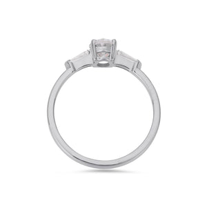 Illusion bullet & oval cut diamond ring in platinum
