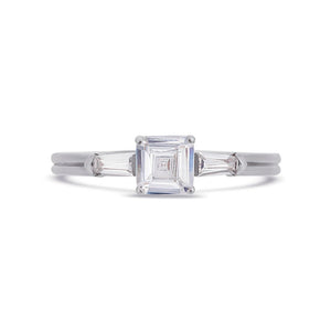 Illusion bullet & asscher cut diamond ring in platinum