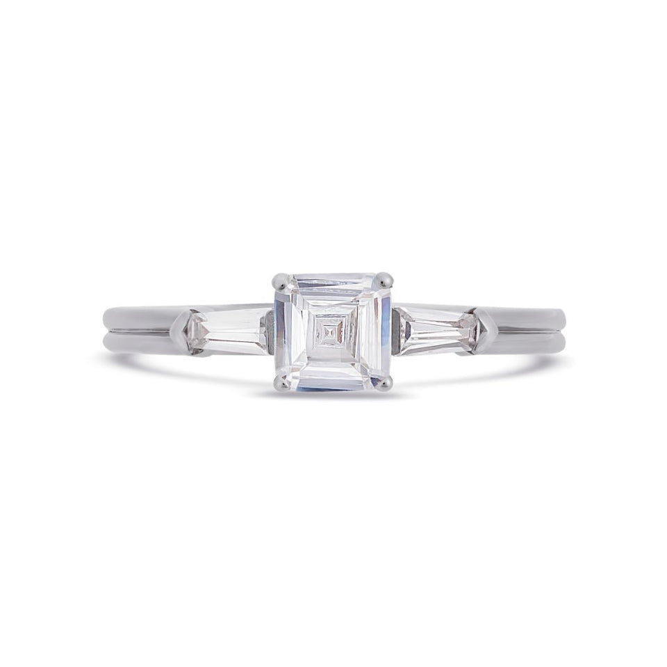 Asscher Teal Sapphire and Diamond Baguette Ring | Sapphire Ring | Sapphire Engagement  Ring