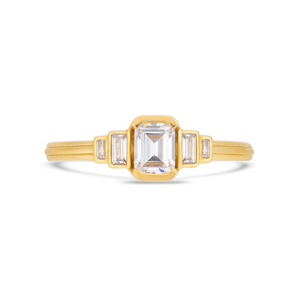 PACK: Gold Deco Cascading Emerald & Baguette Cut Ring