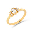 Deco oval cut solitaire diamond ring in yellow gold