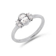 Deco oval cut solitaire diamond ring in white gold