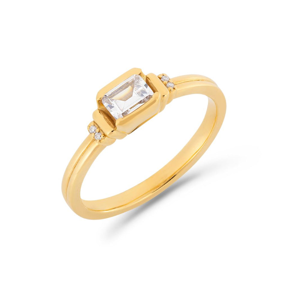 PACK: Gold Deco Emerald Cut Solitaire Ring