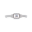 Deco emerald cut solitaire diamond ring in white gold
