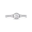 Deco brilliant cut solitaire diamond ring in platinum