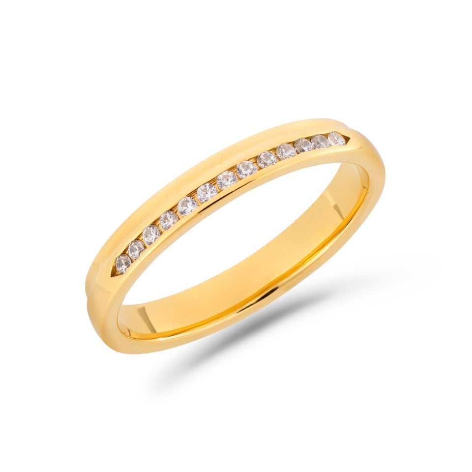 Pillar diamond ring in yellow gold