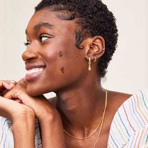 Lena Gold Hoop Earrings + Shield Charms